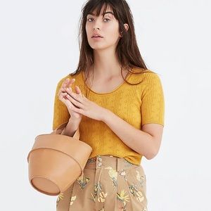 Madewell Mustard Yellow Pointelle Knit Top